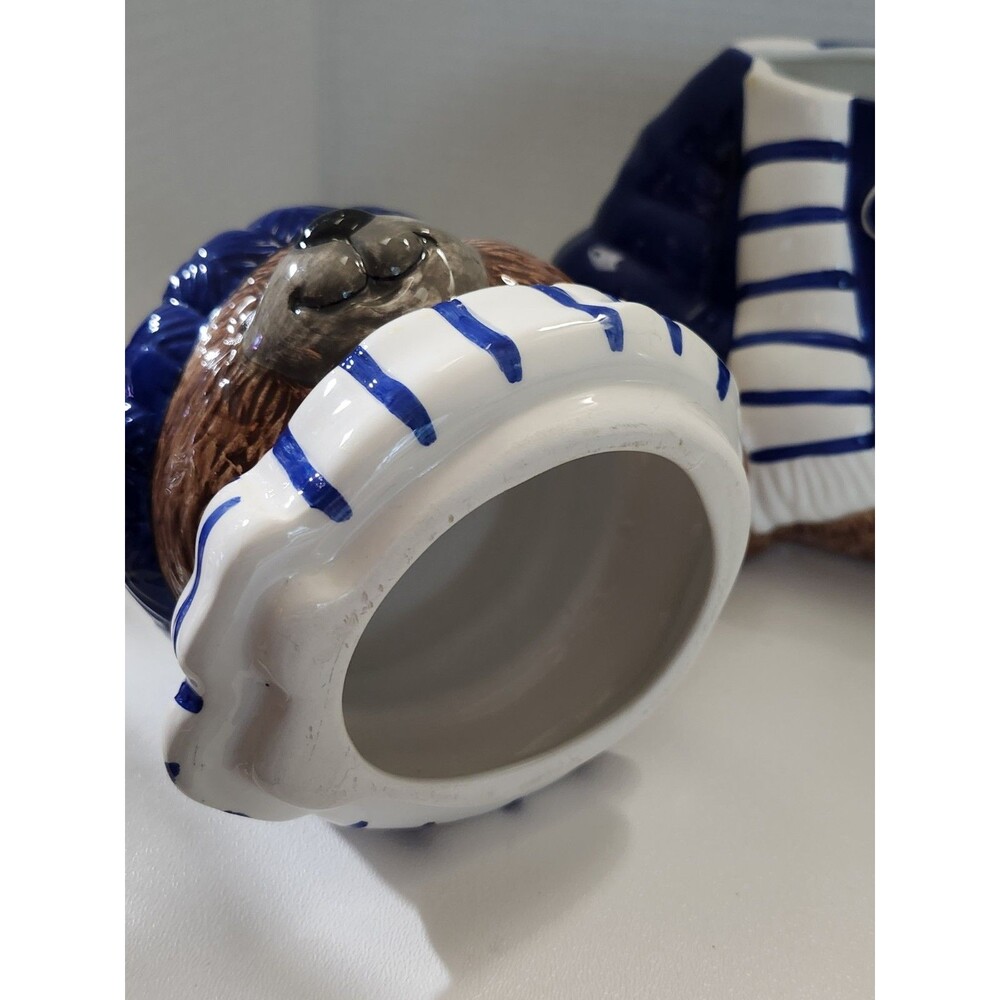 Oreo Teddy Bear Cookie Jar - 2001 Blue and White Sweater & Hat - Picture 8 of 10